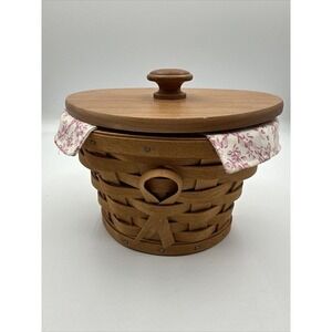 Longaberger 2007 Horizon of Hope Basket with Wood‎ Lid and Floral Liner 21-05